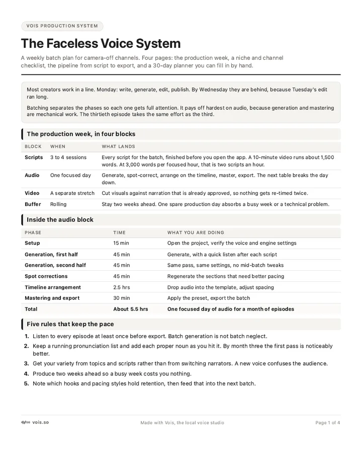 First page of the Faceless Voice System PDF