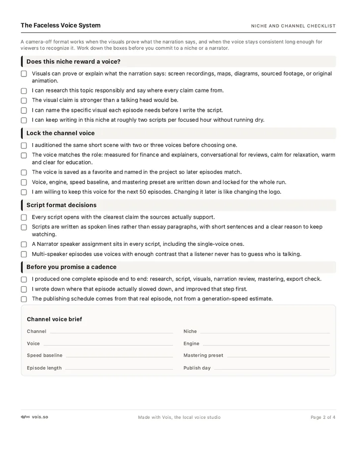 Second page of the Faceless Voice System PDF