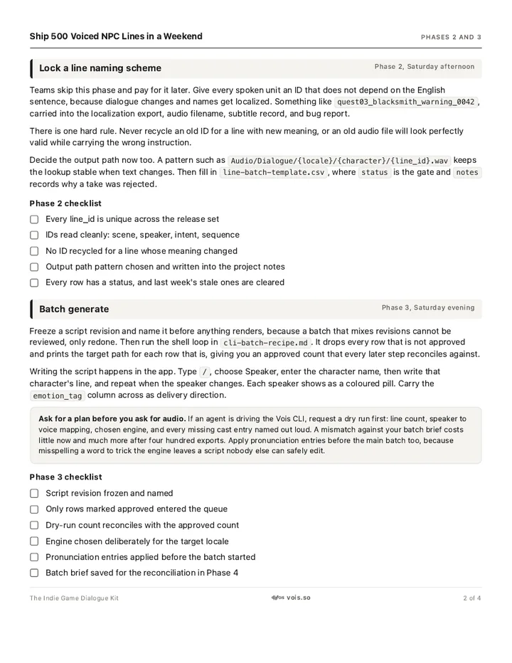 Second page of the Game Dialogue Kit guide PDF