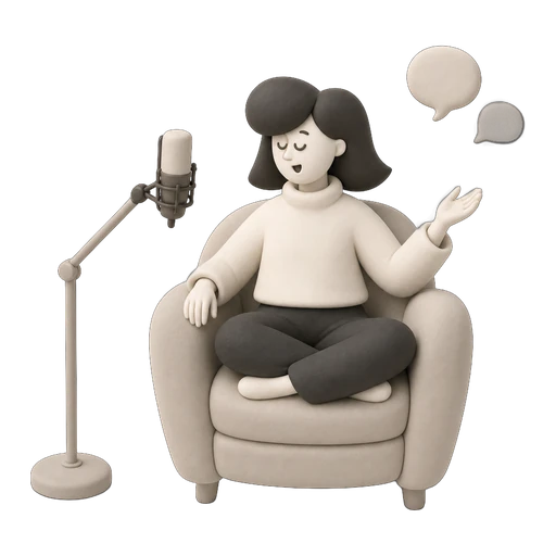 Clay illustration of a podcast production setup
