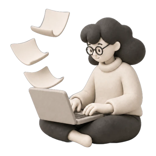 Writer at desk with ideas flowing